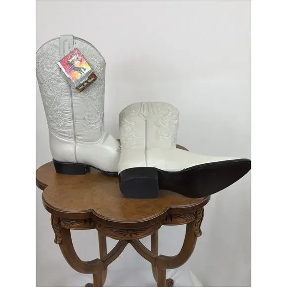 NWT Potrero Ivory Tonal Embroidery Pointed Toe Western Boot Men's Size 9 Mexico - Picture 2 of 9